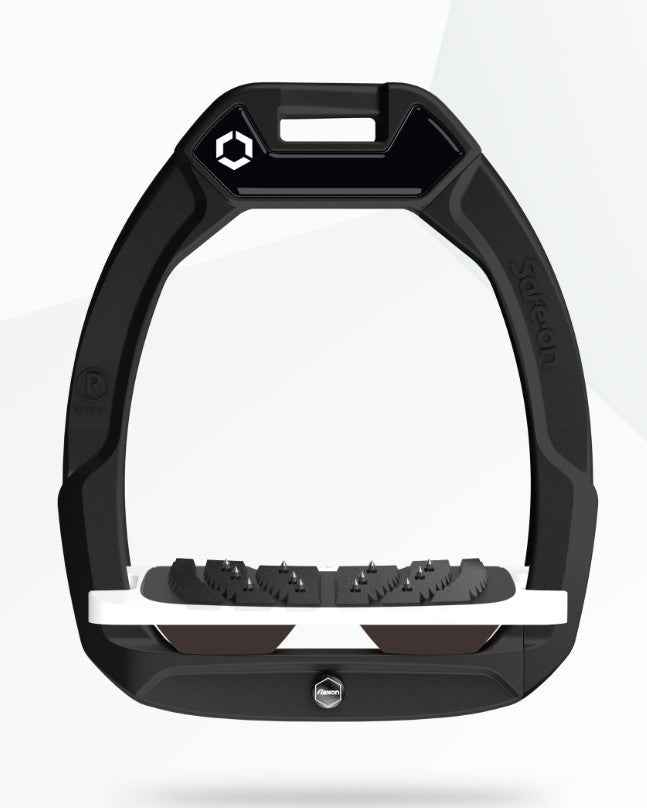 Flex-On Safe-On Inclined Ultra Grip Stirrups Black/White/Brown for Horse Riding
