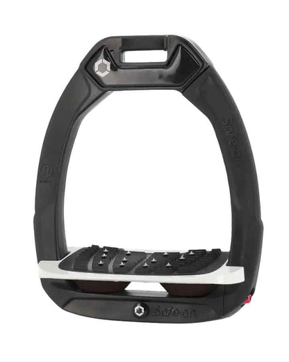 Flex-On Safe-On Inclined Ultra Grip Stirrups Black/White/Brown - Equestrian Safety