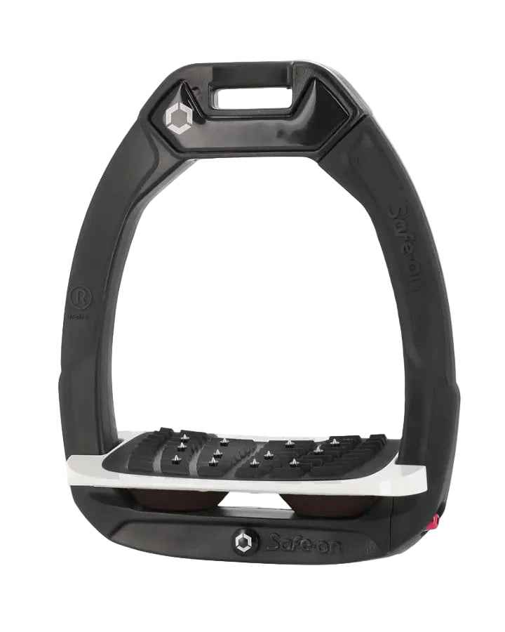 Flex-On Safe-On Inclined Ultra Grip Stirrups Black/White/Brown - Equestrian Safety