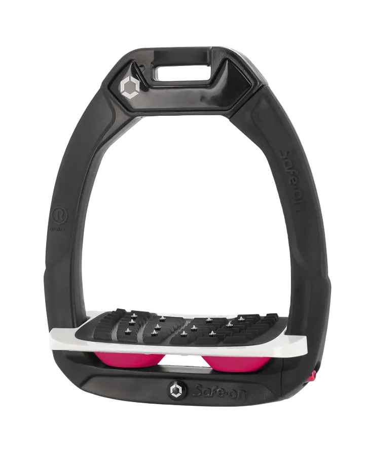 Flex-On Safe-On Inclined Ultra Grip Stirrups Black/White/Fuchsia