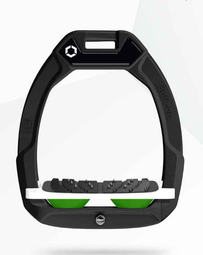 Flex-On Safe-On Inclined Ultra Grip Stirrups Black/White/Green