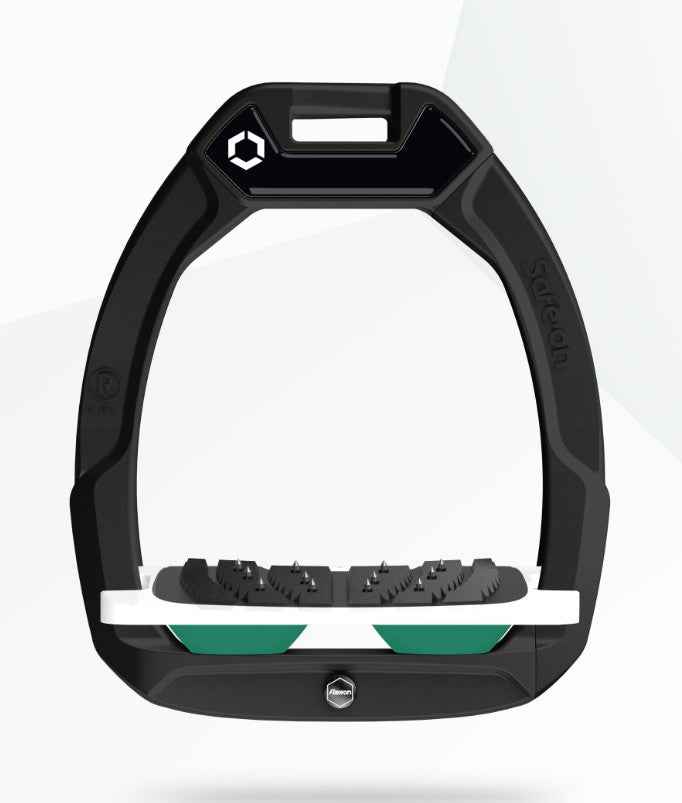 Flex-On Safe-On Inclined Ultra Grip Stirrups Black/White/Irish Green