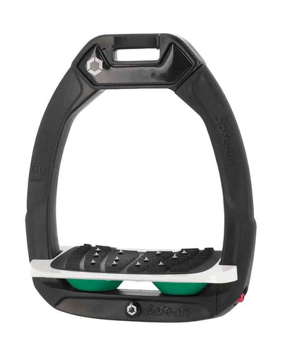 Flex-On Safe-On Inclined Ultra Grip Stirrups Black/White/Irish Green
