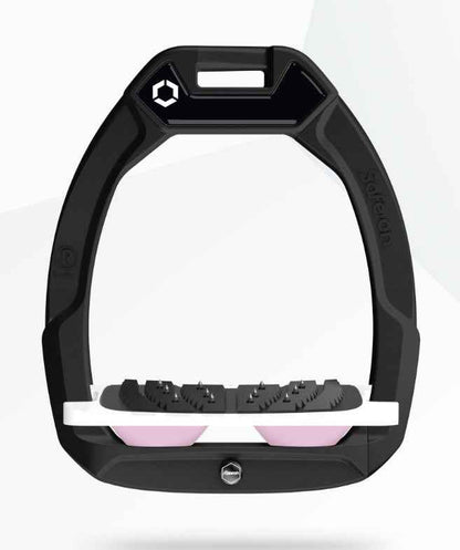 Flex-On Safe-On Inclined Ultra Grip Stirrups Black/White/Light Pink