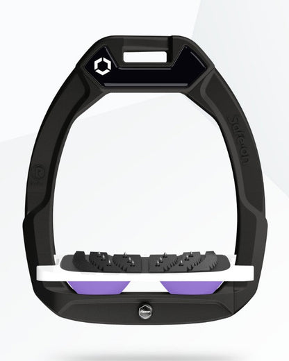 Flex-On Safe-On Inclined Ultra Grip Stirrups - Black/White/Lilac - Equestrian Safety