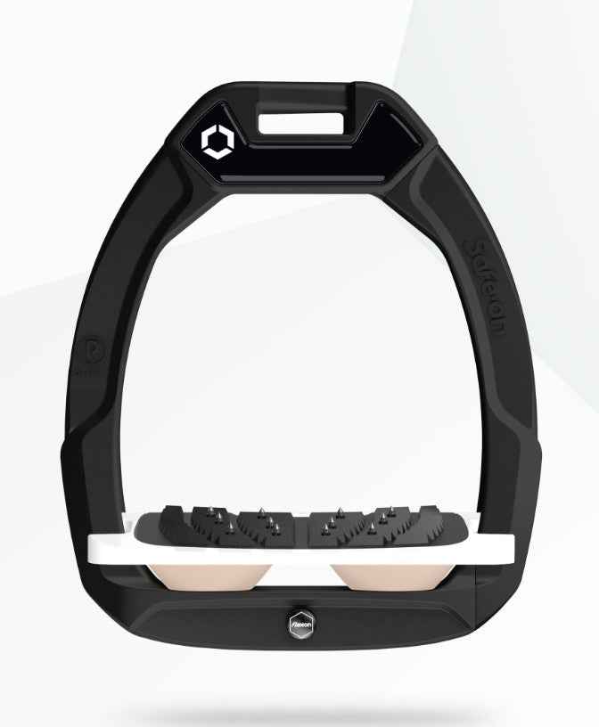 Flex-On Safe-On Inclined Ultra Grip Stirrups - Black, White, Milkshake | Equestrian Safety Stirrups