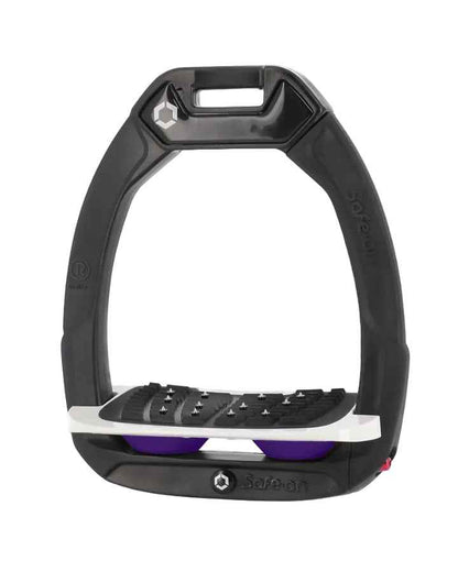 Flex-On Safe-On Inclined Ultra Grip Stirrups Black/White/Purple