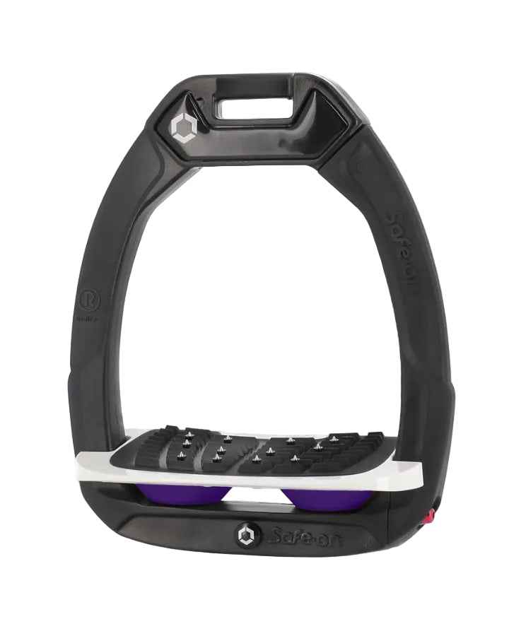 Flex-On Safe-On Inclined Ultra Grip Stirrups Black/White/Purple