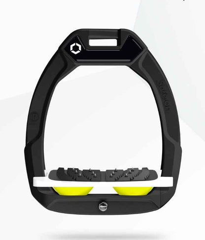 Flex-On Safe-On Inclined Ultra Grip Stirrups Black/White/Yellow
