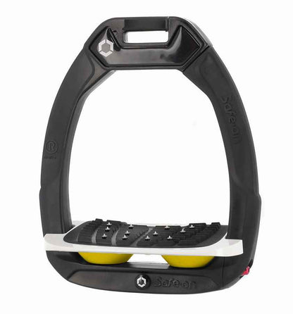 Flex-On Safe-On Inclined Ultra Grip Stirrups Black/White/Yellow