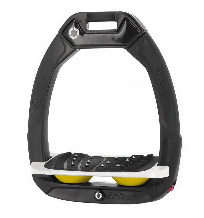 Flex-On Safe-On Inclined Ultra Grip Stirrups Black/White/Yellow