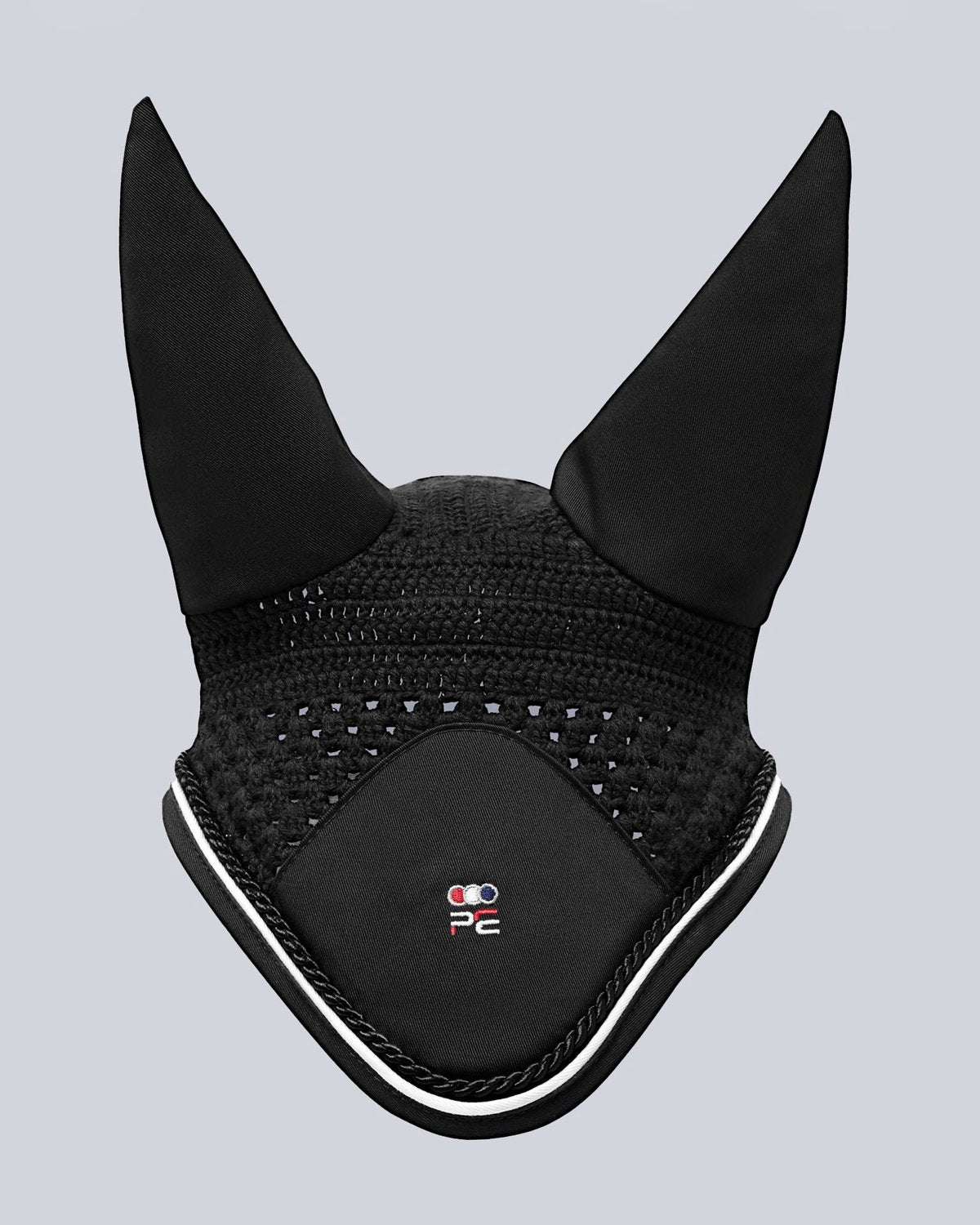 Premier Equine Black Crochet Fly Veil | Ear Bonnet for Horses | Equiflair Equestrian Insect Protection