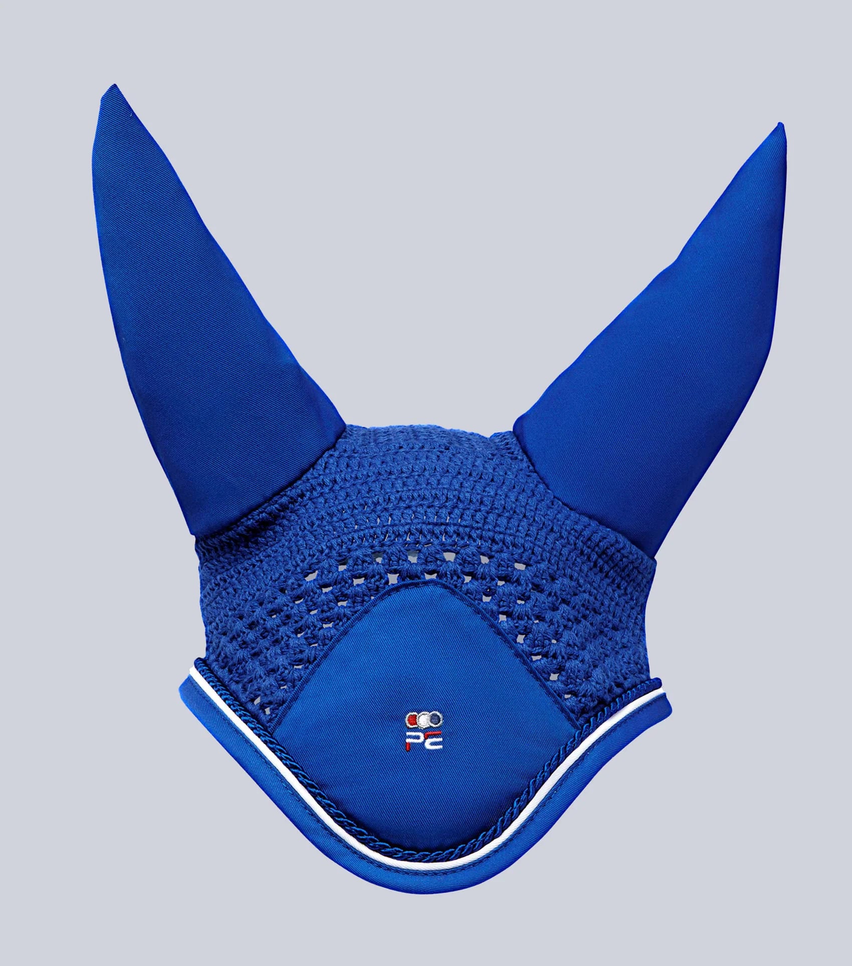 PREMIER EQUINE Fly Veil - Royal Blue Crochet Ear Bonnet for Horse Riding Comfort & Insect Protection. Buy Now at Equiflair!