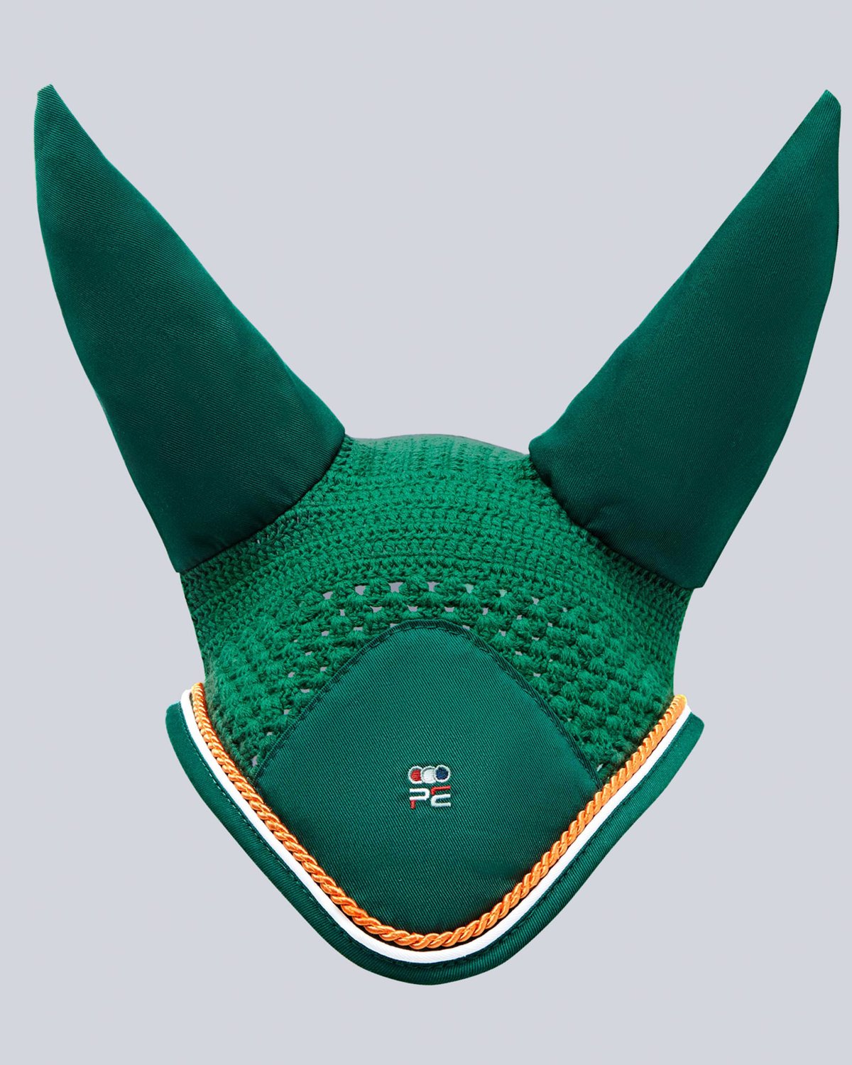 Green Premier Equine Fly Veil for Horses - Crochet Ear Bonnet, Equiflair