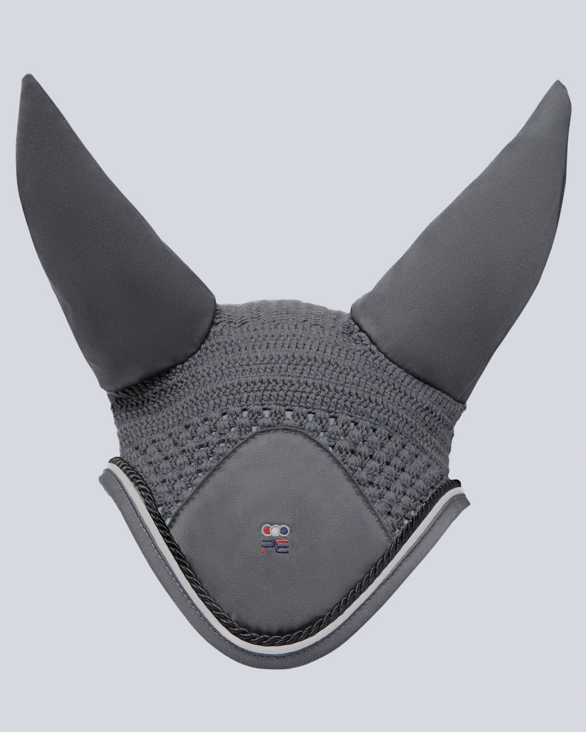 Premier Equine Grey Fly Veil - Crochet Horse Ear Bonnet for Insect Protection | Equiflair