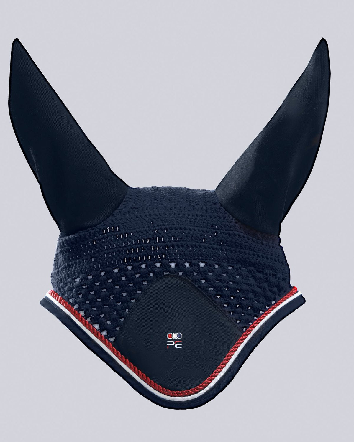 Premier Equine Navy Crochet Fly Veil - Ear Bonnet for Horses - Protects from Insects