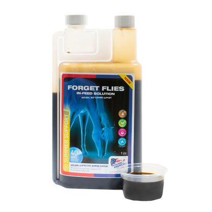 Equine America Forget Flies In-Feed Solution 1L: Natural Horse Fly Repellent