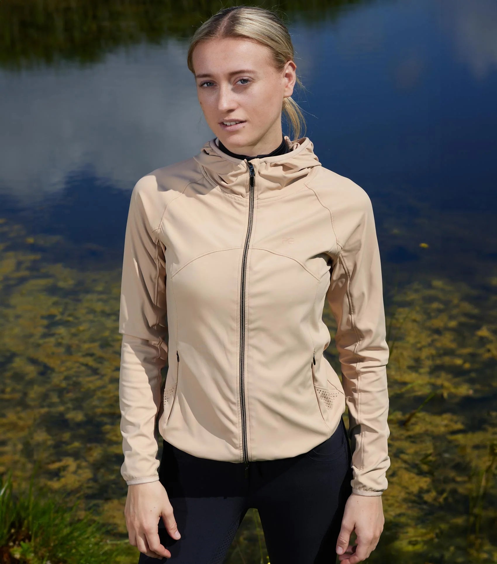 Premier Equine Franca Ladies Sports Jacket Champagne: Equestrian Riding Jacket, Breathable, Hooded, Stylish. Equiflair Store