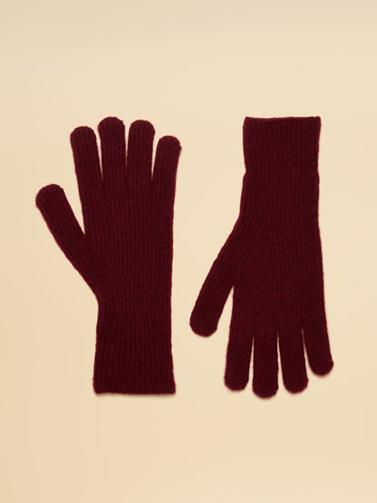 Burgundy Women's Joules Fine Knit Gloves - Cozy Winter Essential