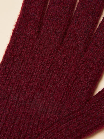 Joules Women's Fine Knit Gloves in Berry - Lightweight Thermal Winter Warmth