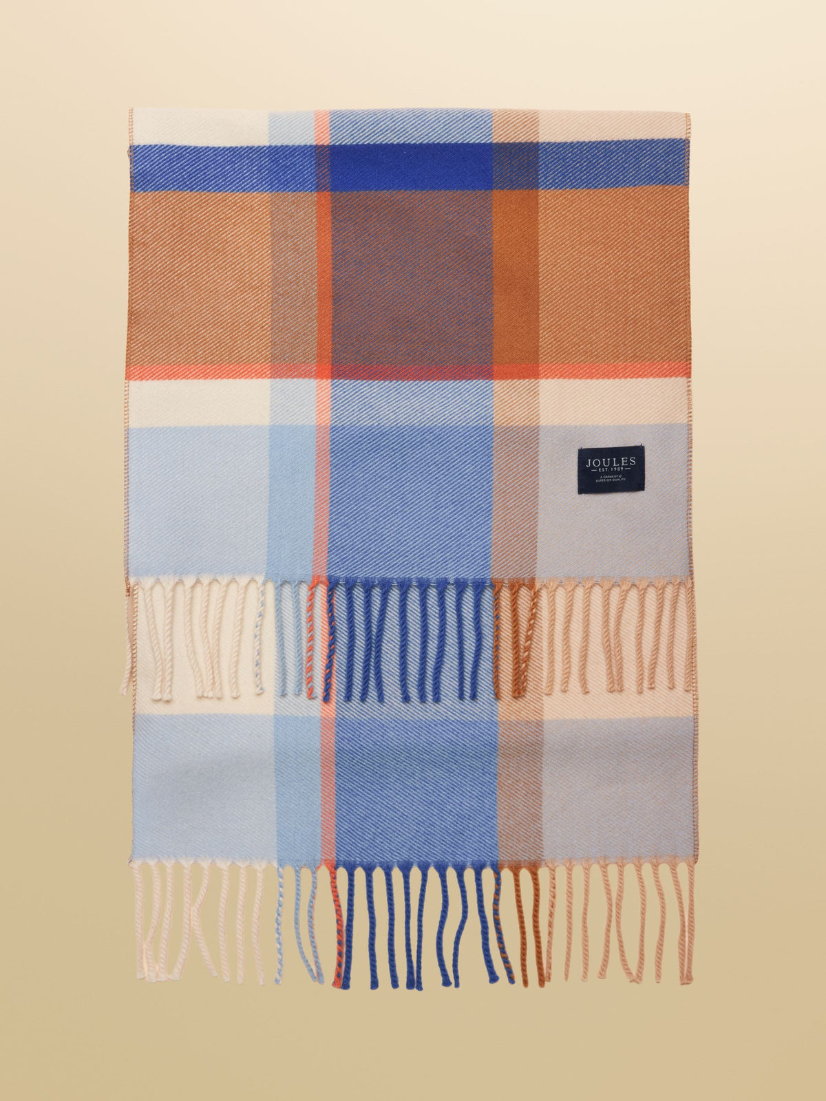 Women's Joules Blue Cream Check Langtree Scarf