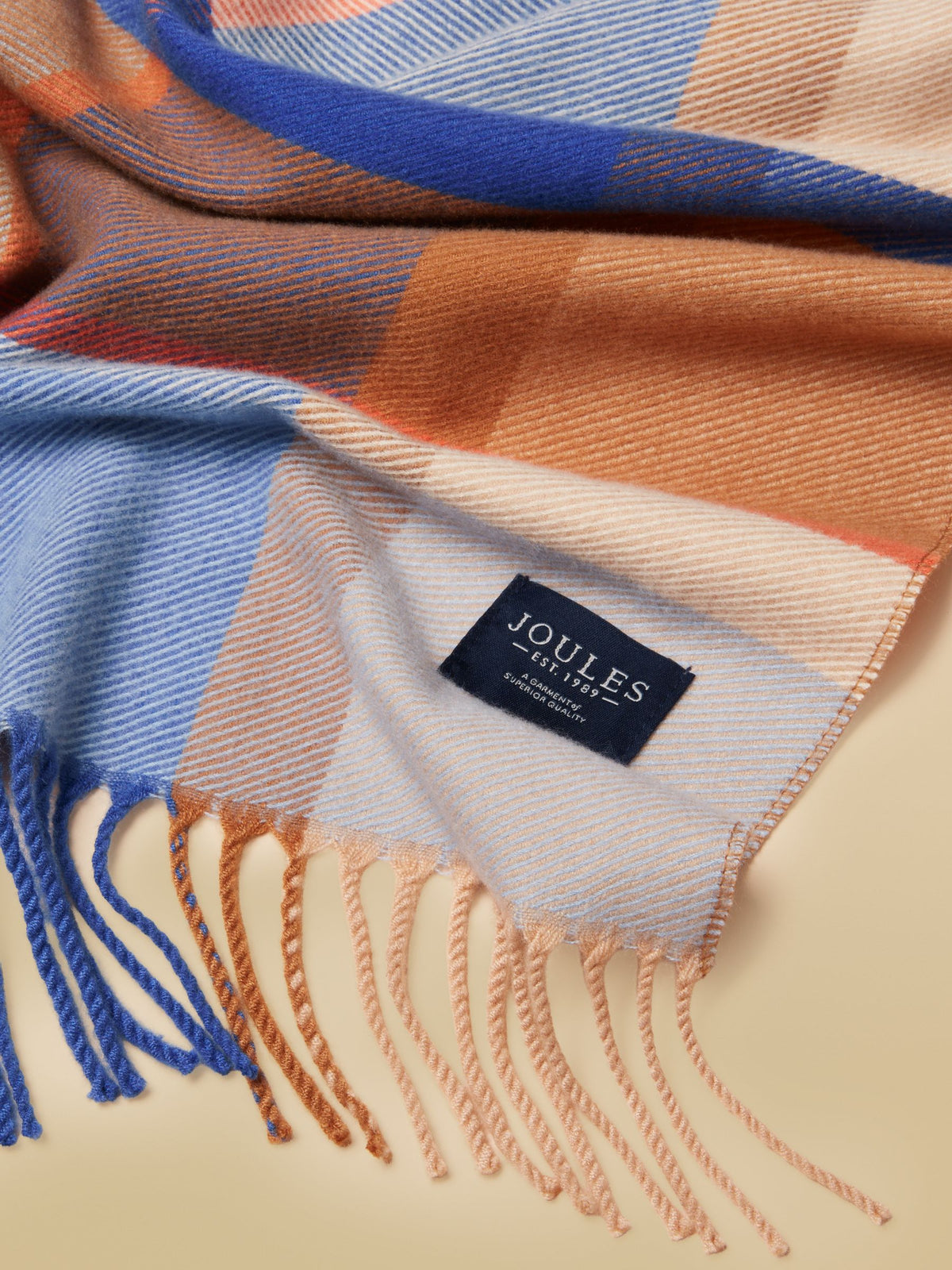 Women's Joules Blue Cream Check Langtree Scarf