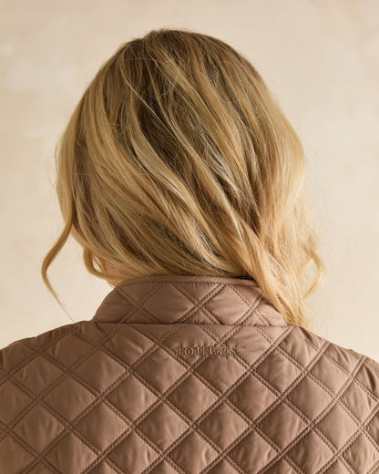 JOULES MINX Brown Quilted Gilet - Showerproof Diamond Quilted Vest - Women's Fashion Gilet