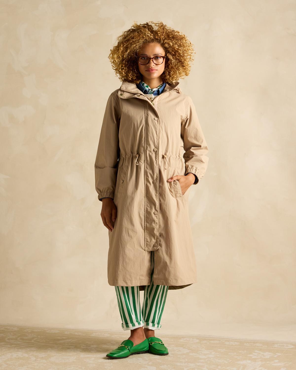 JOULES Hensley Waterproof Coat Tan Brown - Women's Fashion