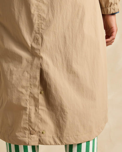 Tan Brown Waterproof Coat Back Detail: JOULES Hensley, Popper Fastening & Vent