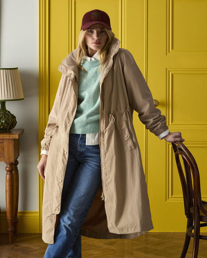 JOULES Hensley Waterproof Coat - Tan Brown - Recycled Nylon - Equiflair