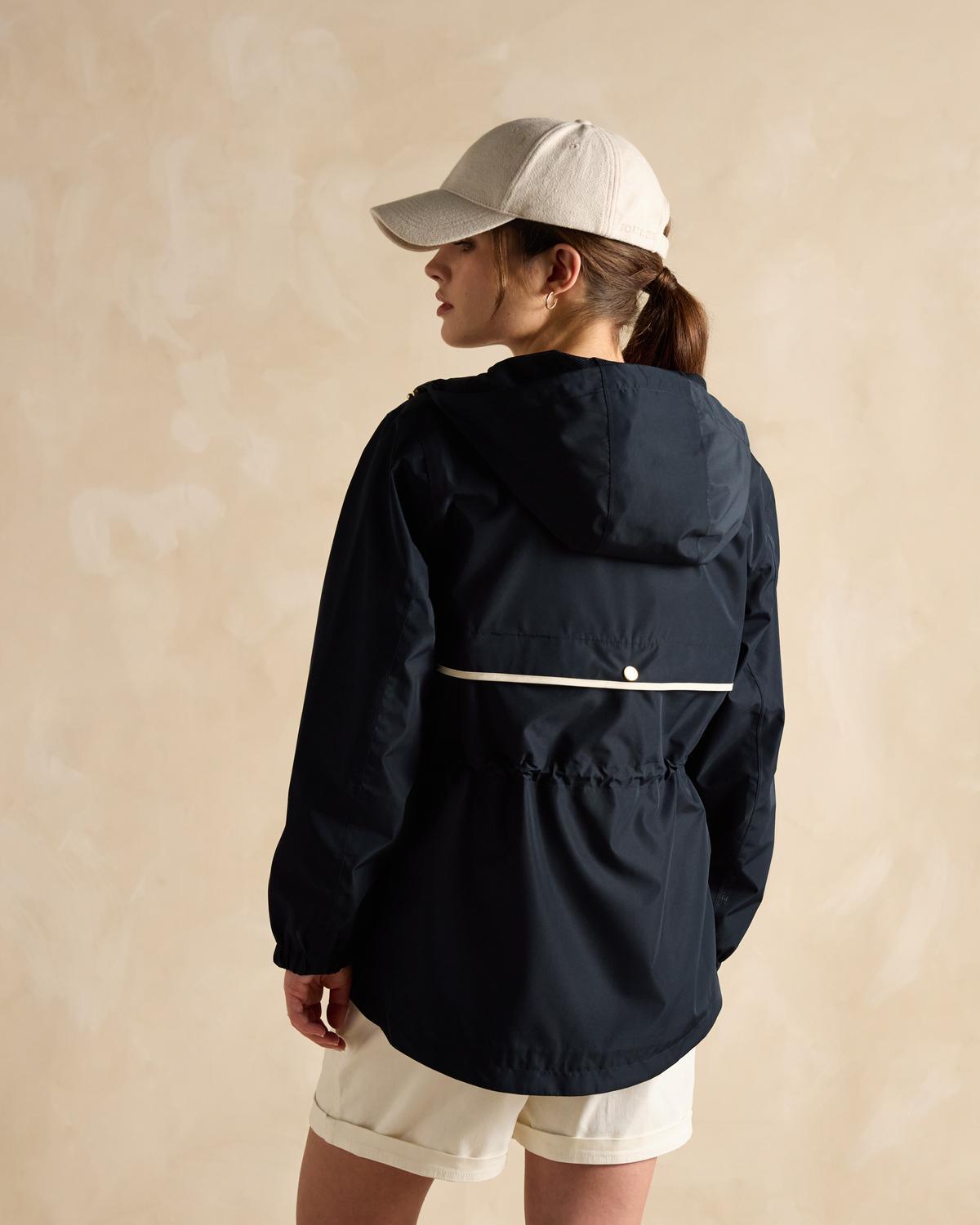 JOULES Holt Navy Raincoat: Packable Waterproof Jacket with Hood