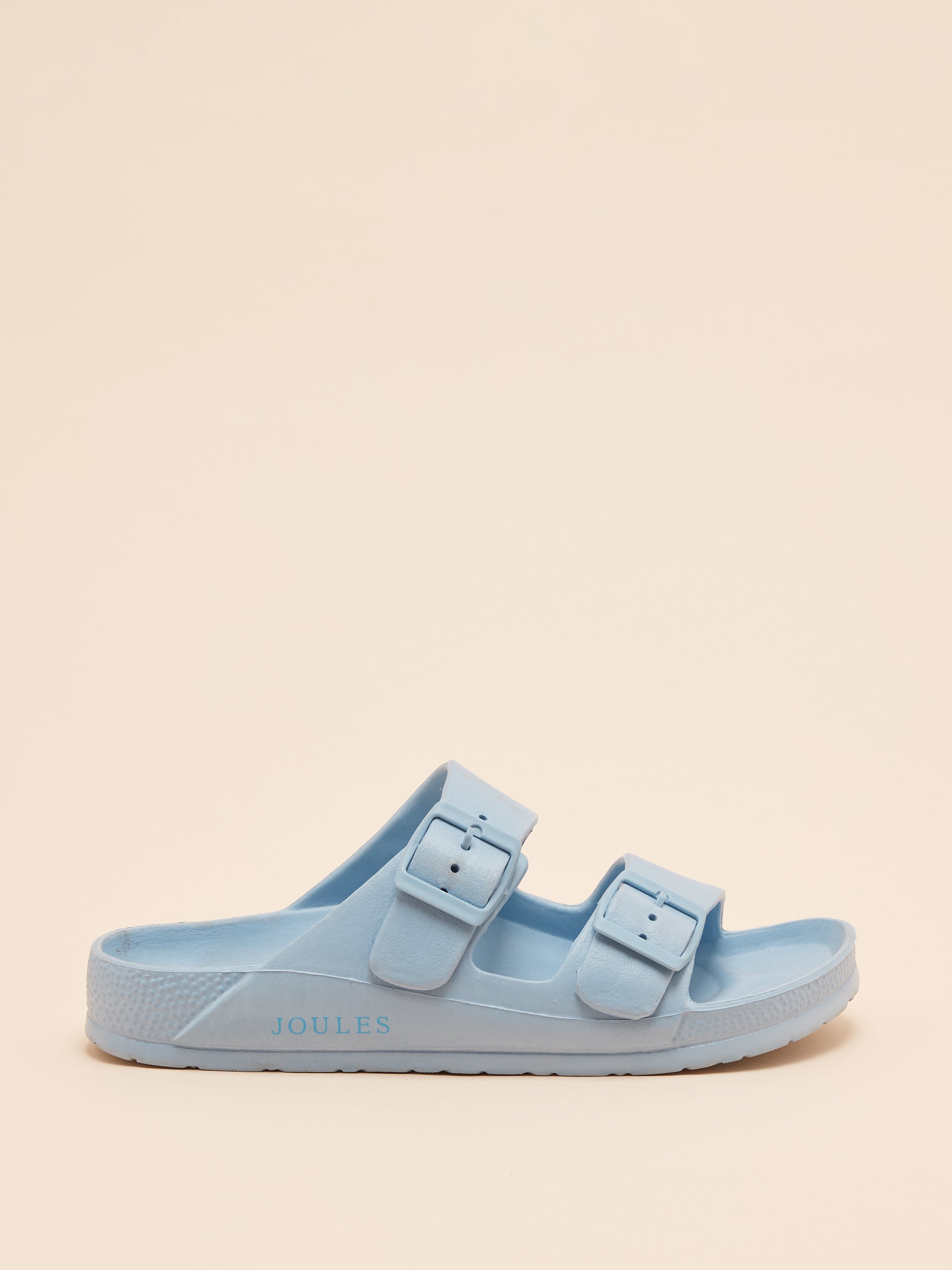 JOULES SUNSEEKER Blue EVA Sliders - Equiflair. Two-strap sandals with adjustable buckles.