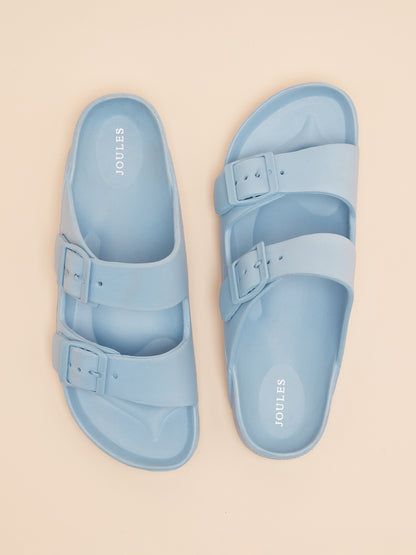 JOULES SUNSEEKER BLUE EVA SLIDERS | Women's Summer Sandals | Comfortable Beach Footwear