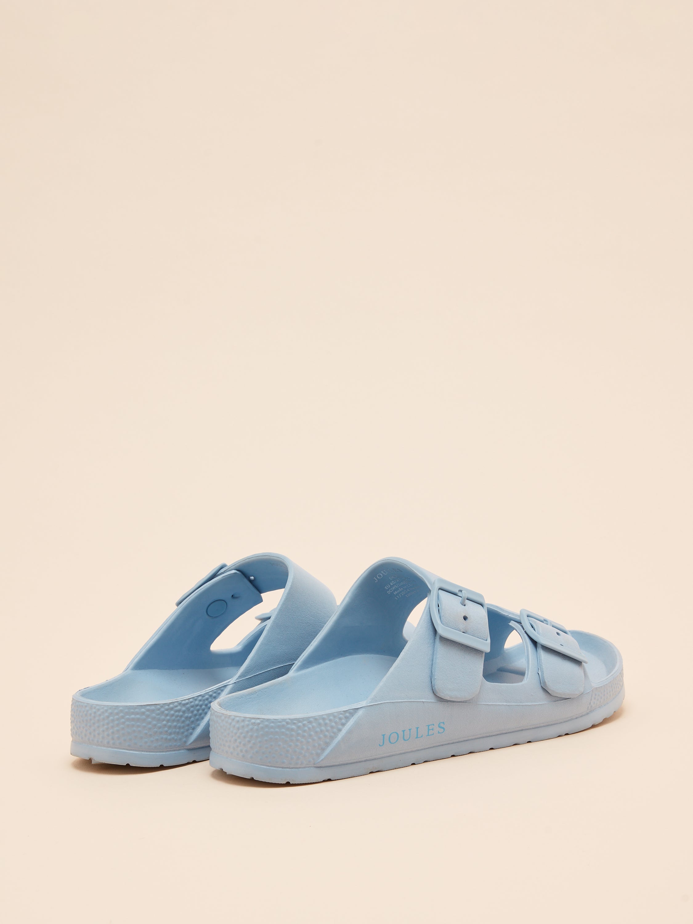 JOULES SUNSEEKER Light Blue EVA Sliders: Comfortable Two-Strap Sandals with Adjustable Buckles