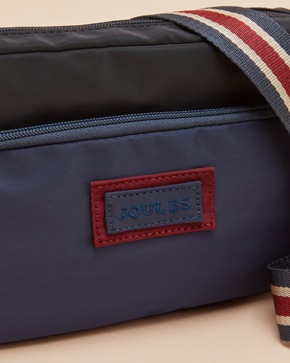 JOULES MARLOW Navy Nylon Cross Body Bag with Striped Strap - Stylish and Practical Bag