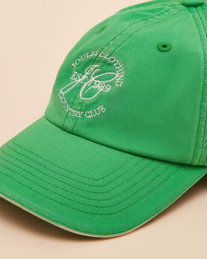 Green Joules Daley Baseball Cap - Cotton Twill, Embroidered Logo, and Adjustable Fit