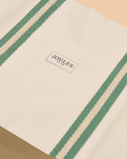 Joules Promenade Canvas Beach Bag Neutral: Stylish & Durable Tote with Striped Straps, Perfect for Summer - Shop at Equiflair