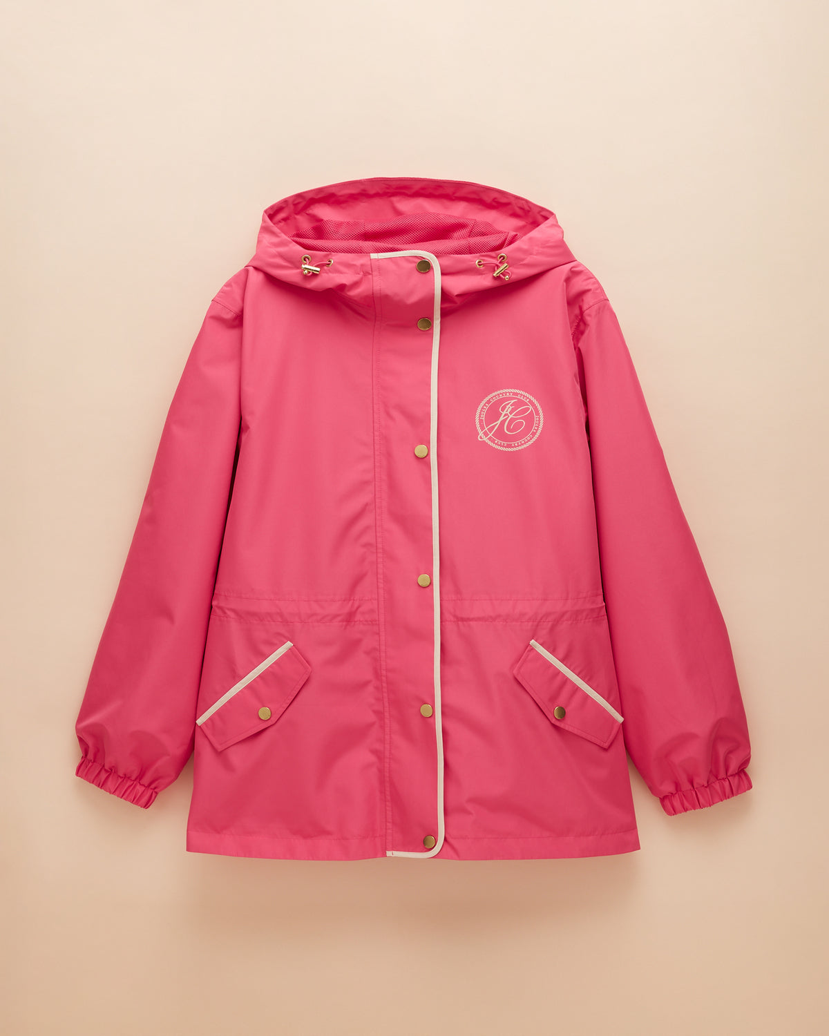 JOULES Holt Pink Raincoat with Hood: Women's Packable Waterproof Jacket for Outdoor Protection