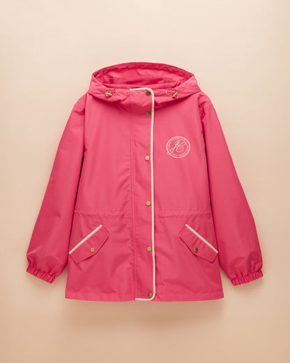 JOULES Holt Pink Raincoat with Hood: Women's Packable Waterproof Jacket for Outdoor Protection