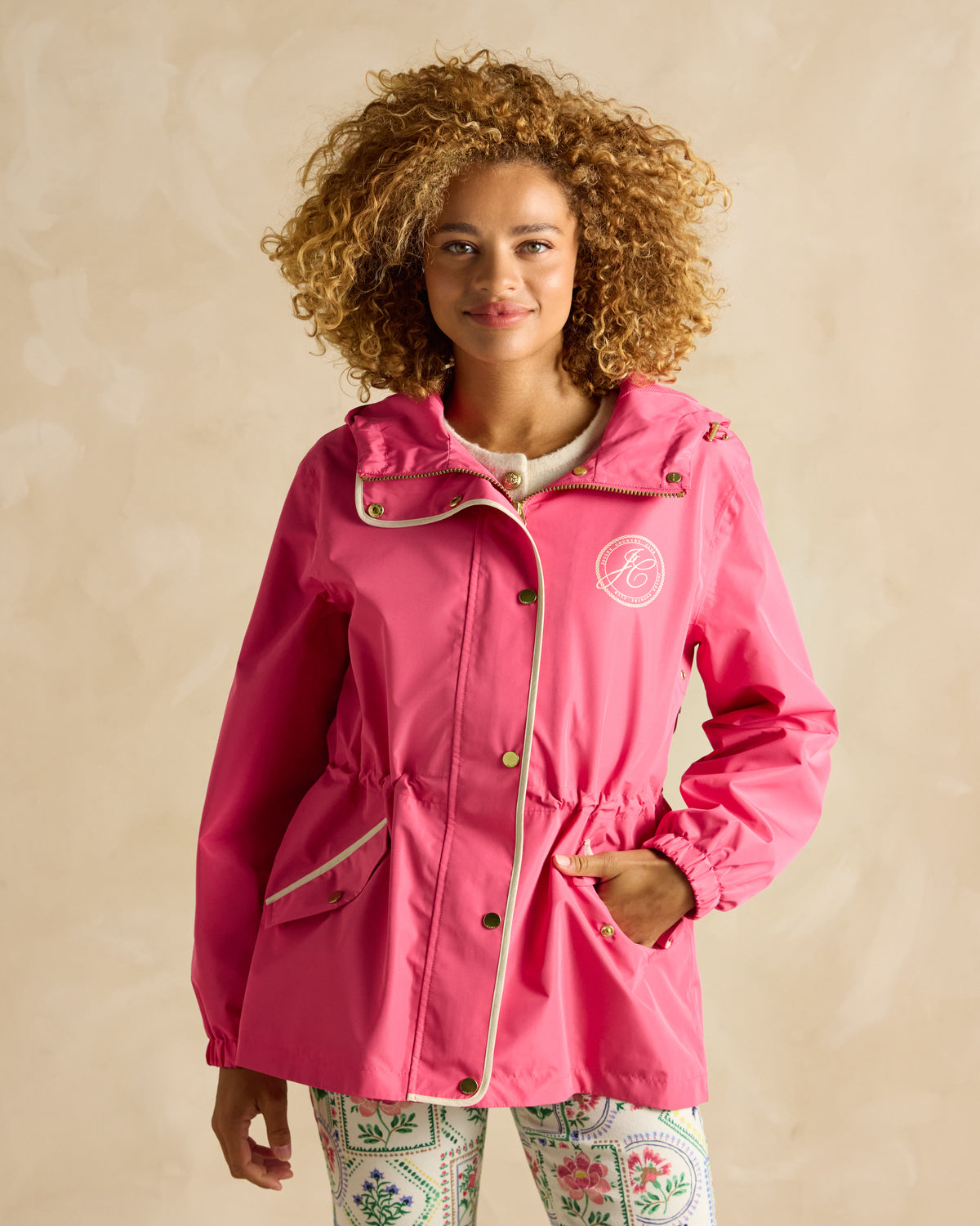 JOULES Holt Pink Packable Raincoat - Waterproof Hooded Jacket from Equiflair