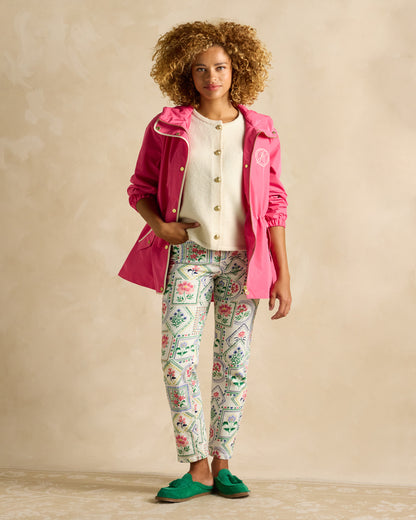 Joules Holt Packable Raincoat with Hood - Pink. Waterproof hooded pink raincoat for women.