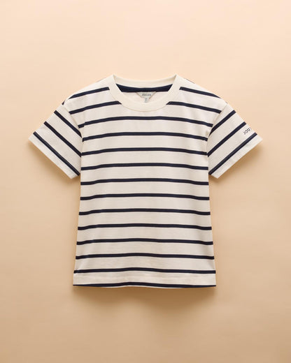 JOULES ELLIE Striped Short Sleeve Top Navy/White Cotton Relaxed Fit,Round Neck Joules Brand.  Equiflair