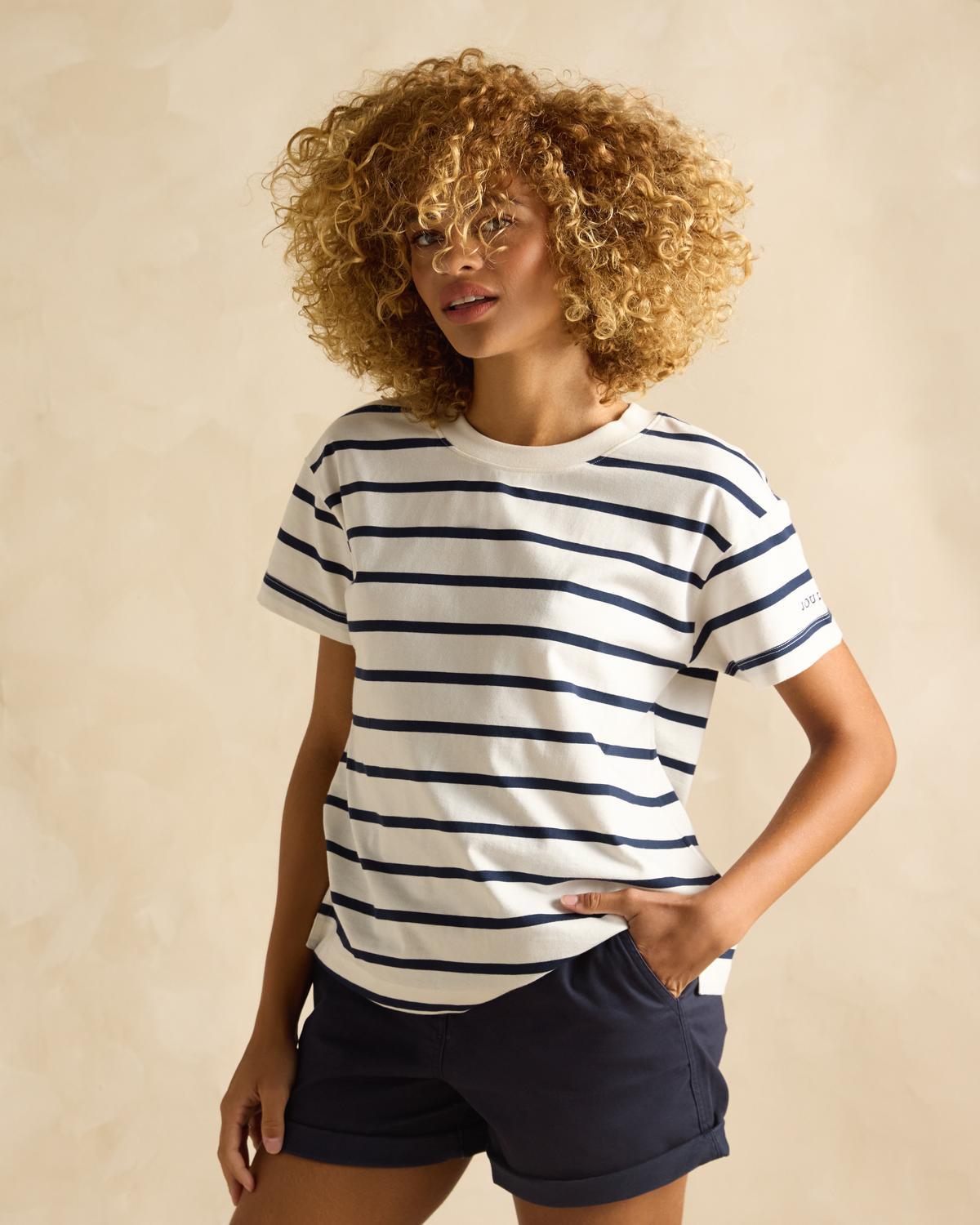 Joules Ellie Short Sleeve Top Navy/ White
