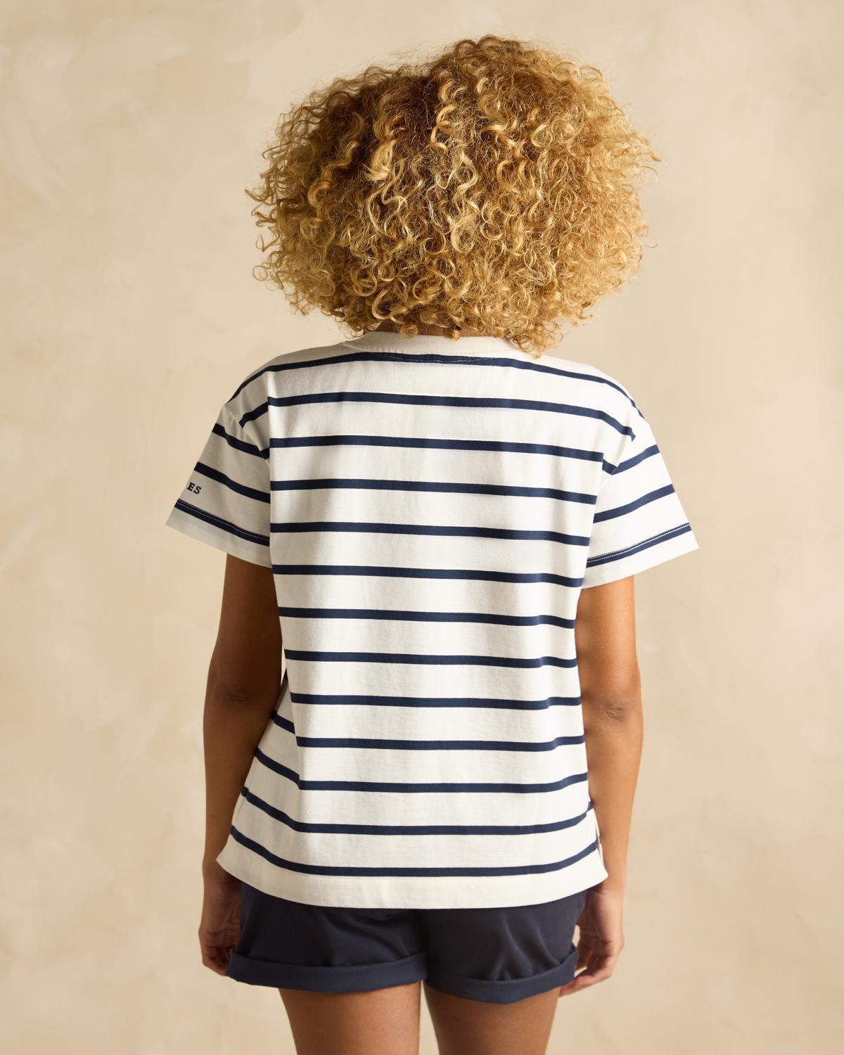 Joules Ellie Short Sleeve Top Navy/ White