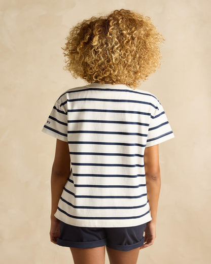 Joules Ellie Striped T-shirt - Navy and White Cotton Top
