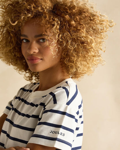 Joules Ellie Striped T-Shirt - Navy & White Cotton Top - Women's Casual Wear