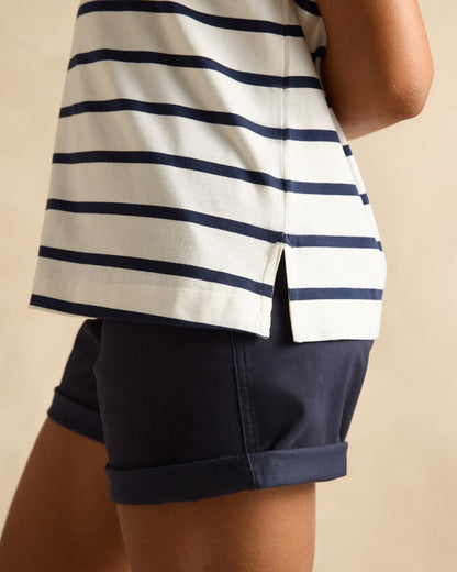 Joules Ellie Navy/White Striped Short Sleeve Top - Equiflair Casual Cotton Jersey Shirt