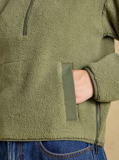 Women's Joules Olive Green Cropped Quarter Zip Fleece