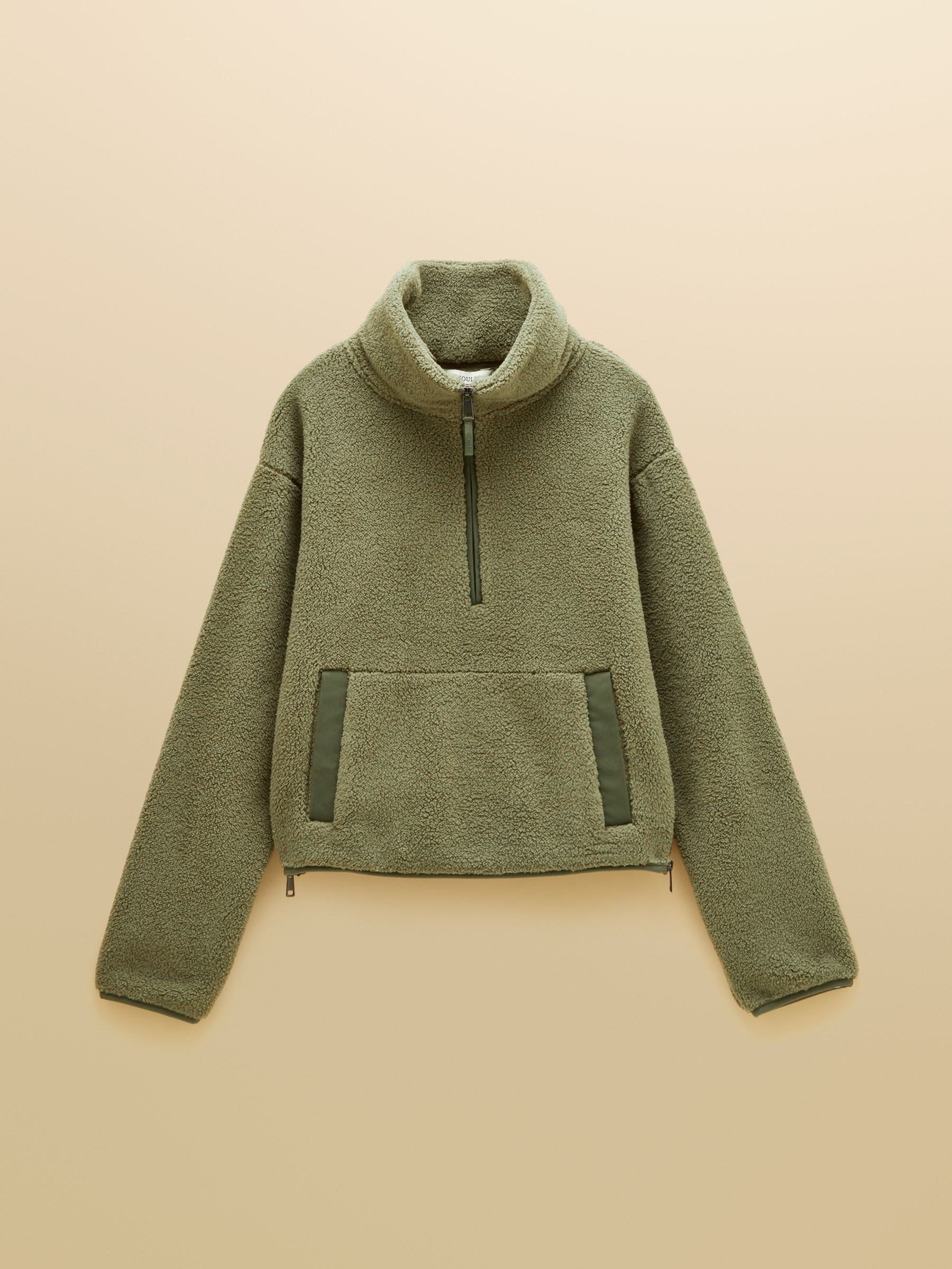 Women's Joules Olive Green Cropped Quarter Zip Fleece