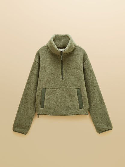 Women's Joules Olive Green Cropped Quarter Zip Fleece